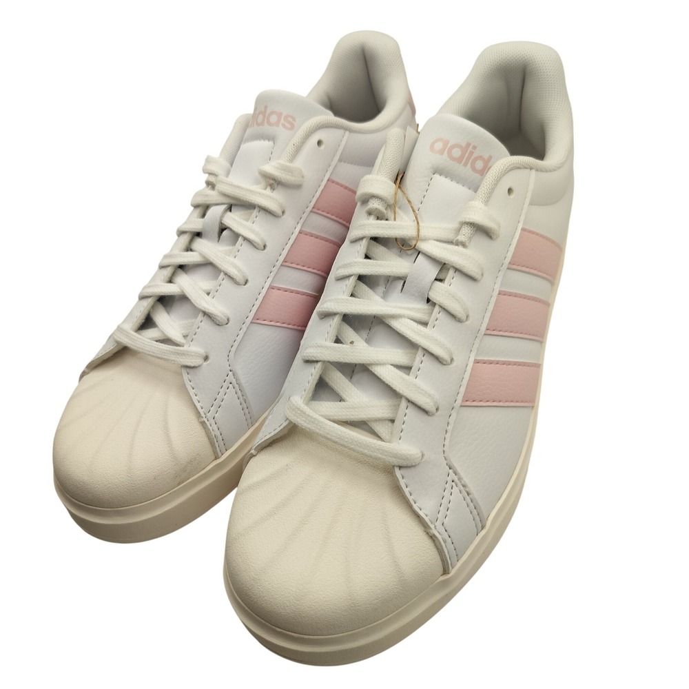 Adidas Street Talk Bold Women Sneakers Size 10 White Pink Leather Shell Toe NIB